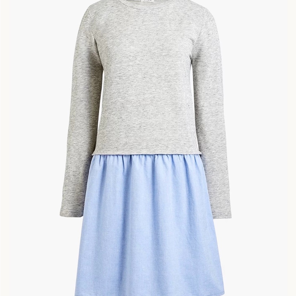J. Crew  mixed-media Gray-Denim bottom dress  women’s size small